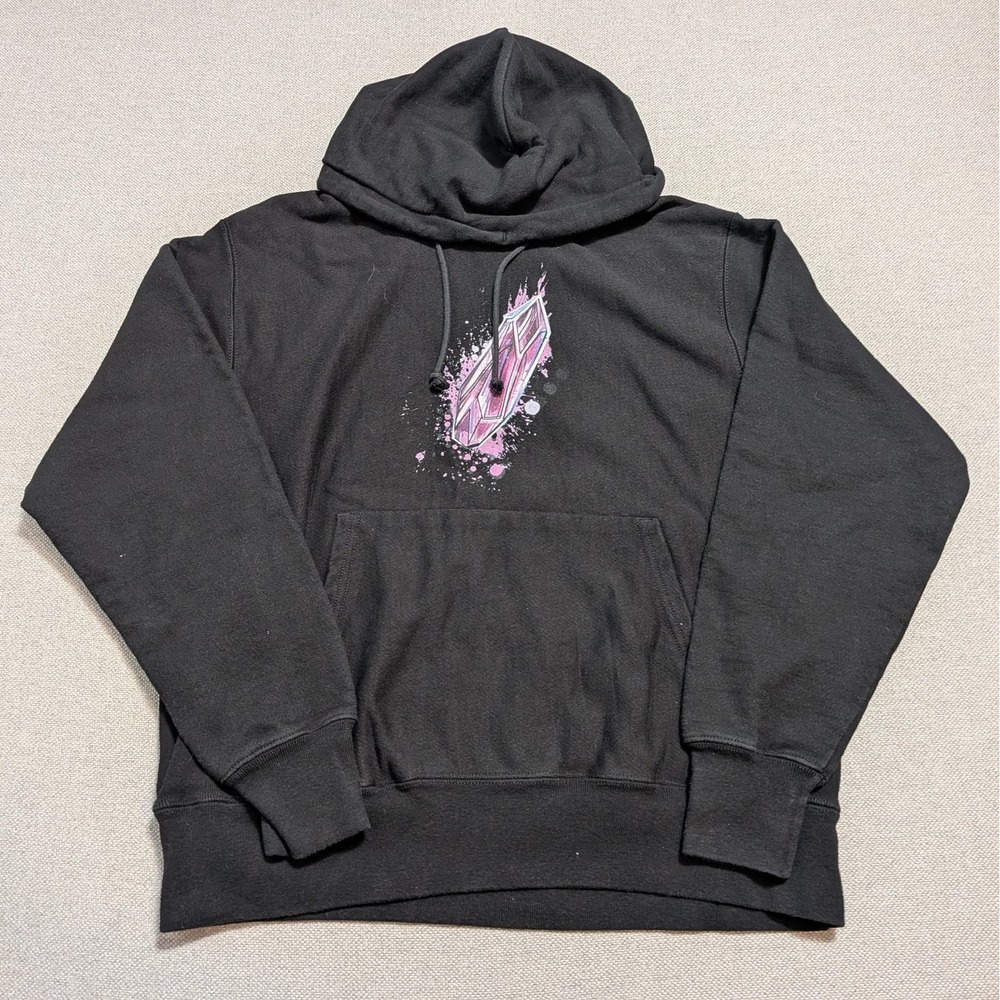 Champion Reverse Weave Hoodie Men's Black Large Pullover Printed Crystal Graphic